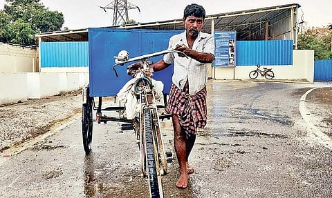 A conservancy worker after collecting domestic waste at ICF | Express
