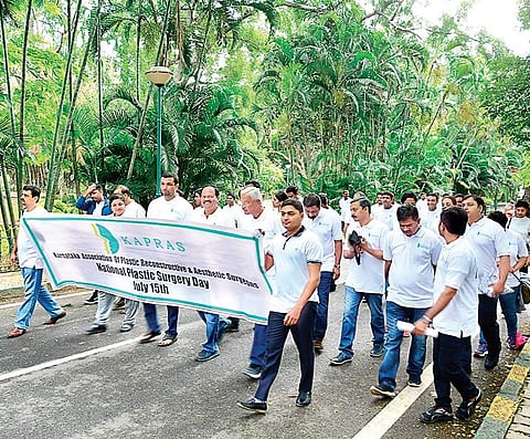Scores of plastic surgeons gathered in Cubbon Park on Sunday morning to dispel myths surrounding plastic surgery Express Photos