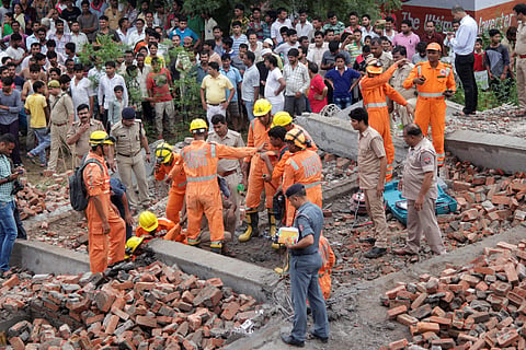 On Sunday, July 22 2018. , a five-storey building collapsed in Akash Nagar here, killing two, including a six-year-old child, and injuring eight. | PTI