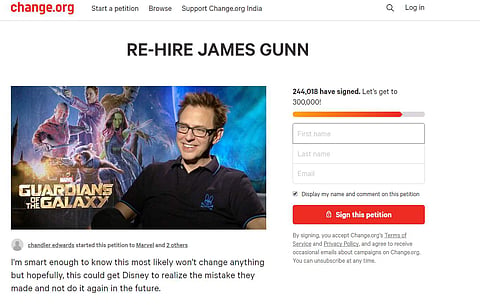 Gunn was fired after Disney television network ABC axed Roseanne Barr from the sitcom 'Roseanne' for a racist tweet about former White House aide Valerie Jarrett.