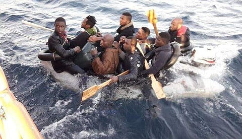 The migrants are mainly from sub-Saharan Africa, notably Guinea, Mali and Mauritania, as well as Morocco.| Twitter @salvamentogob