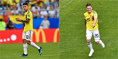(L-R) Colombia's James Rodriguez; Juan Fernando Quintero (Photos | File)