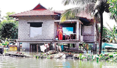 A house built as an elevated structure on pillars at Kainakari in Kuttanad to negate the effects of floods | ARUN ANGELA