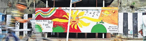 Public urinals at the Shyama Prasad Mukherjee Marg have been painted with artworks.