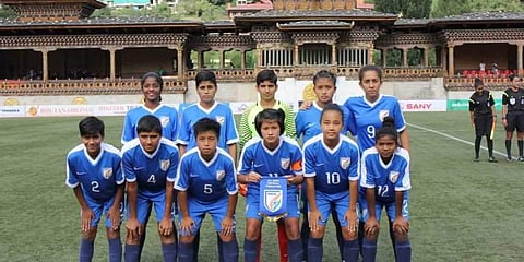 India enters the semis final round by defeating hosts Bhutan 1-0 at the Changlimithang Stadium, Thimphu. (Photo | Twitter/@IndianFootball)