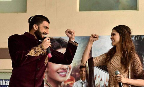 Ranveer Singh and Deepika Padukone during a promotional event of 'Bajirao Mastani'. | PTI