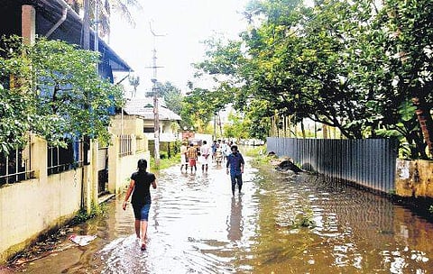 The waterlogged Kaipally Lane at Kaloor Toby Antony
