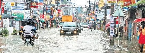The waterlogging caused by heavy rain B P Deepu