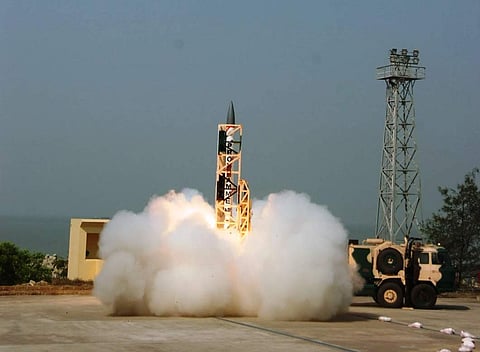 AAD interceptor missile being test fired from Abdul Kalam Island off Odisha coast. (Photo | EPS)