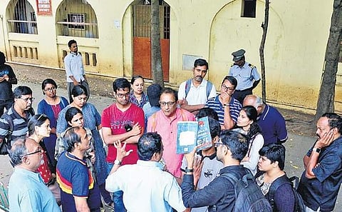 Lenin talks about the works of Sir Pitti Theagaraya at Theagaraya College. (Photo | Nakshatra Krishnamoorthy)