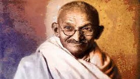 A portrait of Mahatma Gandhi