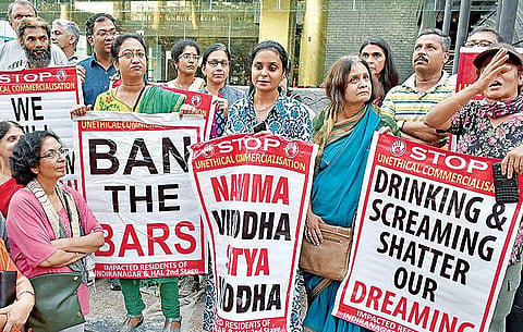 Indiranagar residents recently protested pubs/bars violating laws