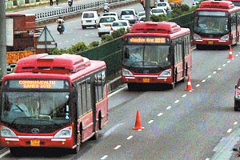 DTC buses on Delhi’s roads. (File | PTI)