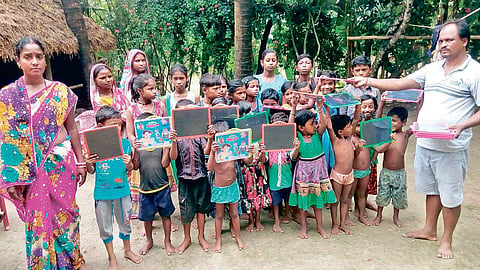 Children holding study materials at the ‘chatashali’ | Express