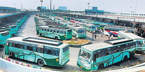 SETC buses at Koyambedu bus stand in the city | Express