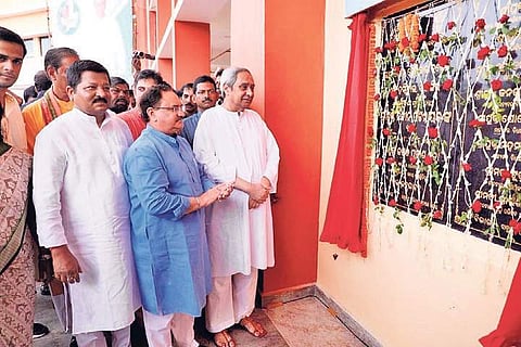 Chief Minister Naveen Patnaik and Union Health Minister JP Nadda after inauguration of the MCH | EXPRESS