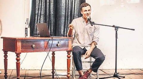 Artist Anton Kats interacting with audience at the ‘Let’s Talk’ session organised by Kochi Biennale Foundation