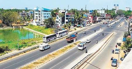 An aerial view of Kazhakoottam junction where the proposed flyover is coming up Express