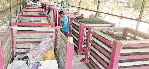 Aerobic bin unit installed by the city corporation for treating the biodegradable waste at Jagathy Vincent Pulickal