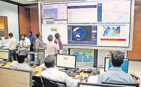 Scientists monitoring data at INCOIS as part of the 24-country mock drill on tsunami warning and response initiated by the UNESCO in Hyderabad. Representational image.