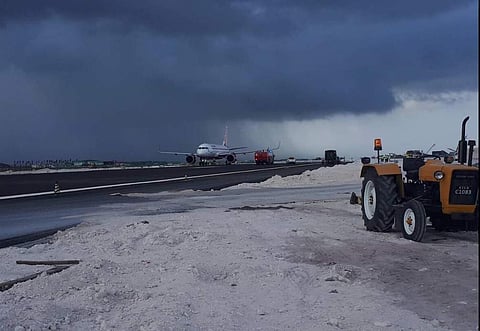 Air India plane at the wrong runway. ( Twitter | @AliShinaan)