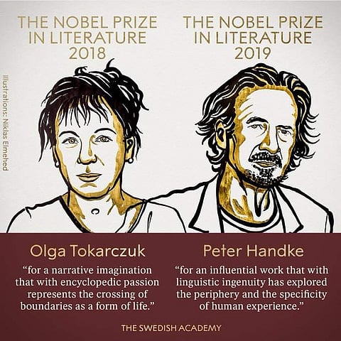 Polish novelist Olga Tokarczuk and Austrian writer Peter Handke | Nobel Committee
