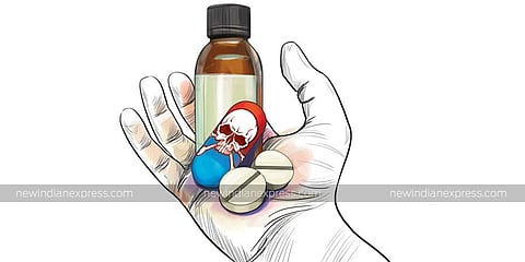 The cough syrup contains Codeine Phosphate, which is a narcotic drug and causes addiction when used in large quantities over a period of time. ( For representational use. )
