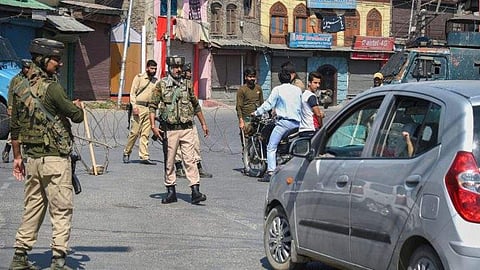Auto-rickshaws and a few inter-district cabs were seen plying here, but other modes of public transport were off the roads. (Photo | PTI)