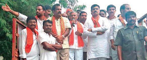 BJP MP CM Ramesh takes part in the Gandhi Sankalpa Yatra in Proddatur of Kadapa district on Tuesday | Express