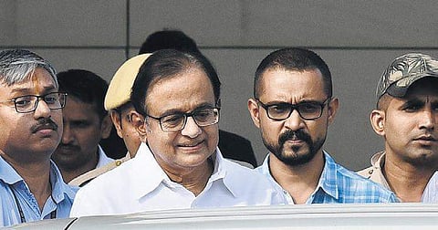 P Chidambaram being produced at a Delhi court in connection with INX Media scam. (File Photo | PTI)