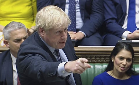 UK PM Boris Johnson speaks during a debate inside the House of Commons in London (Photo| AP)