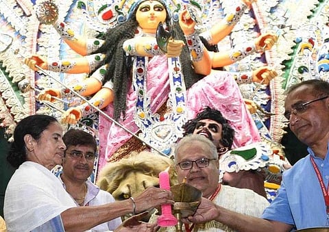 West Bengal CM Mamata Banerjee inaugurates a Durga Puja pandal; image used for representative purposes only
