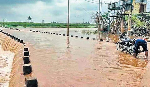The Boj-Karadga bridge near Chikkodi was submerged on Monday |Express