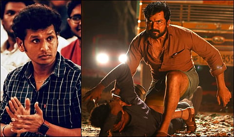 L-R: 'Kaithi' director Lokesh Kanagaraj; Karthi in a still from the film. (Photos | Twitter)