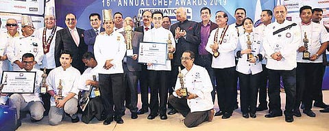 Winners of the chef awards organised by Indian Culinary Forum 2019 at Le Meridian