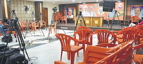 The Telangana BJP office wears a deserted look as none of the leaders turn up after their Huzurnagar candidate loses the bypolls on Thursday | R V K Rao