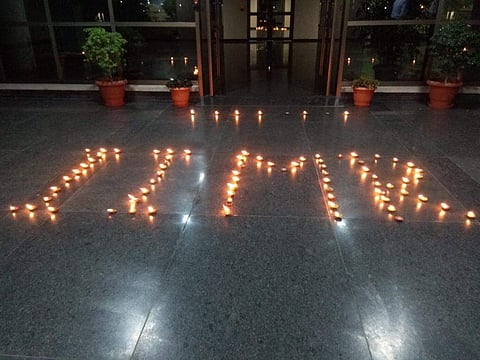 IIM Raipur celebrating Diwali with cow-dung diyas. (Photo | EPS)