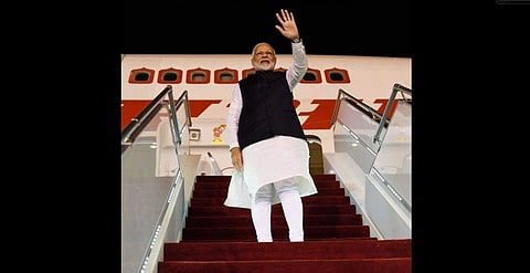 PM Modi departing from Saudi Arabia. (Photo | Ministry of External Affairs spokesperson Raveesh Kumar, Twitter)