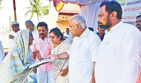 CM BS Yeddiyurappa hears people’s grievances in Belagavi, on Friday