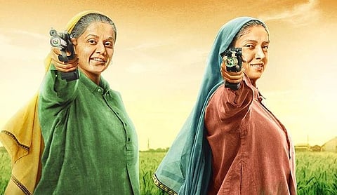 Bollywood actors Taapsee Pannu and Bhumi Pednekar in 'Saand Ki Aankh'