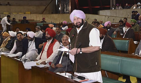 Punjab Chief Minister Captain Amarinder Singh addresses the House. (Photo| PTI)