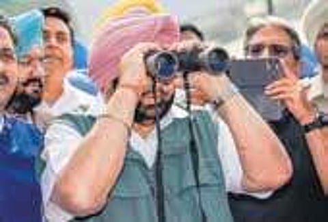 Punjab CM during his visit to Dera Baba Nanak in Gurdaspur (Photo| PTI)
