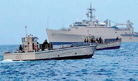 A file photo of US ships participating in an exercise | express