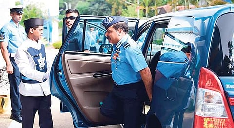 Air Chief Marshal RKS Bhadauria arrives at the annual conference of the Indian Society of Aerospace Medicine at the Institute of Aerospace Medicine on Thursday| Express