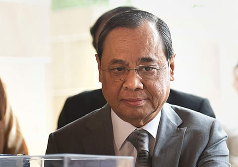 Outgoing CJI Ranjan Gogoi at the Gandhi Samadhi, Rajghat. (Photo | PTI)
