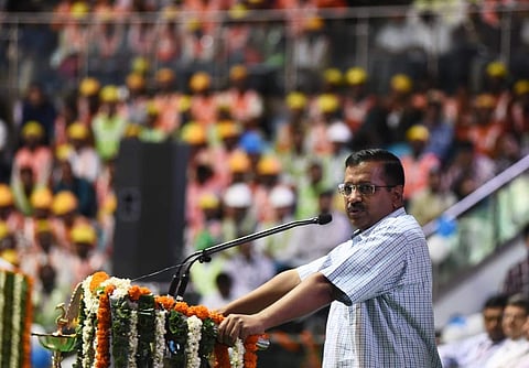 Delhi Chief Minister Arvind Kejriwal at a workshop organised by the Delhi Jal Board at Talkatora Stadium. ( Photo | Parveen Negi, EPS)