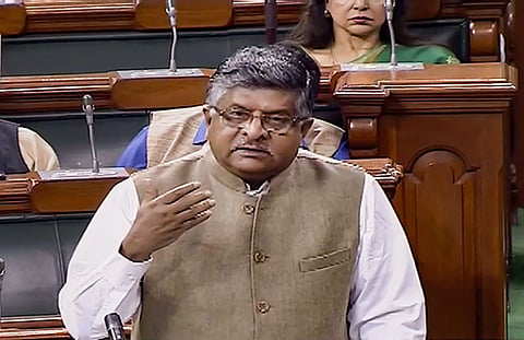 Union Minister Ravi Shankar Prasad speaks in the Lok Sabha during the Winter Session of Parliament in New Delhi Wednesday Nov. 20 2019. (Photo | PTI)