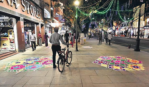 The stretch of Pedestrian Plaza at Pondy Bazar, T Nagar in Chennai. (Photo | EPS)