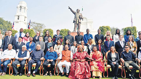 Lok Sabha Speaker Om Birla and Chief Minister Arvind Kejriwal at the inauguration of Commonwealth Youth Parliament at the Delhi Vidhan Sabha on Monday | Parveen negi