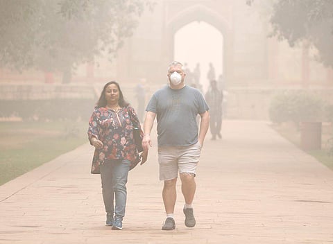 A thick blanket of smog covers Humayun tomb as air quality dips to ‘severe’ category, in New Delhi on 3 November 2019.(Photo | Arun Kumar, EPS)